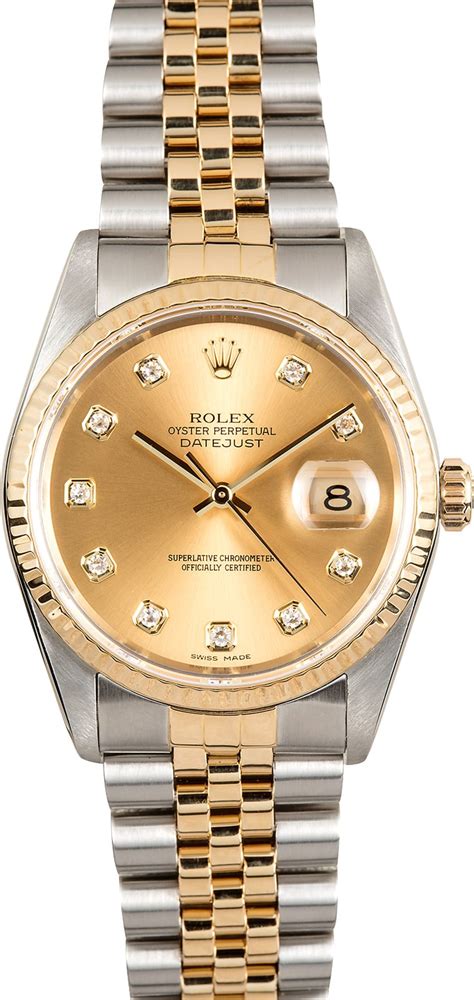 rolex datejust champagne tapestry dial diamond dial|Rolex Datejust 36mm 16233.